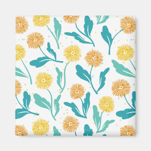 Yellow Dandelion Floral Pattern - Natuur-geïnspire Magneet
