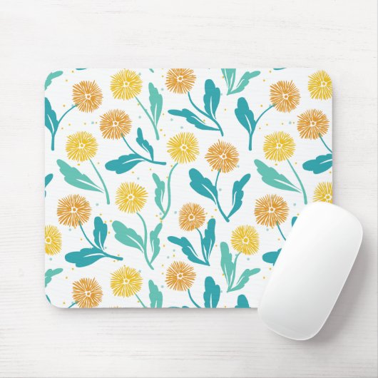 Yellow Dandelion Floral Pattern - Natuur-geïnspire Muismat (Met muis)