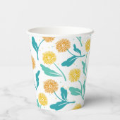Yellow Dandelion Floral Pattern - Natuur-geïnspire Papieren Bekers (Achterkant)