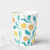Yellow Dandelion Floral Pattern - Natuur-geïnspire Papieren Bekers (Links)