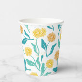 Yellow Dandelion Floral Pattern - Natuur-geïnspire Papieren Bekers (Rechts)