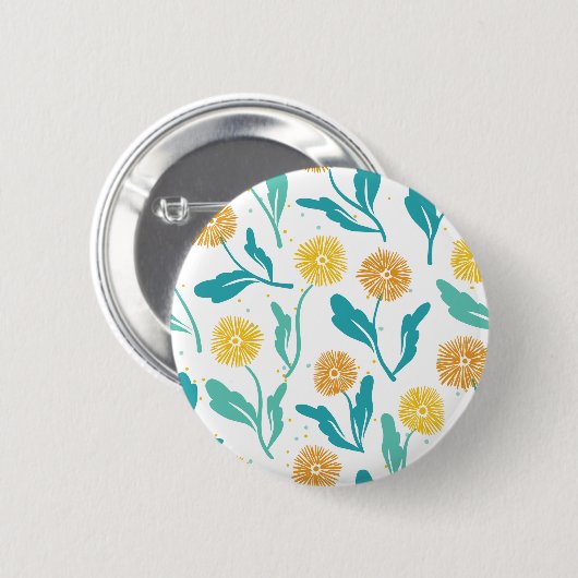 Yellow Dandelion Floral Pattern - Natuur-geïnspire Ronde Button 5,7 Cm (Voorkant /achterkant)