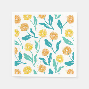 Yellow Dandelion Floral Pattern - Natuur-geïnspire Servet