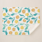 Yellow Dandelion Floral Pattern - Natuur-geïnspire Sherpa Deken (Voorkant (horizontaal))