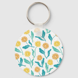 Yellow Dandelion Floral Pattern - Natuur-geïnspire Sleutelhanger