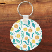 Yellow Dandelion Floral Pattern - Natuur-geïnspire Sleutelhanger (Voorkant)