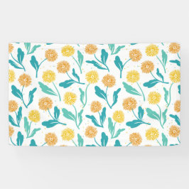 Yellow Dandelion Floral Pattern - Natuur-geïnspire Spandoek