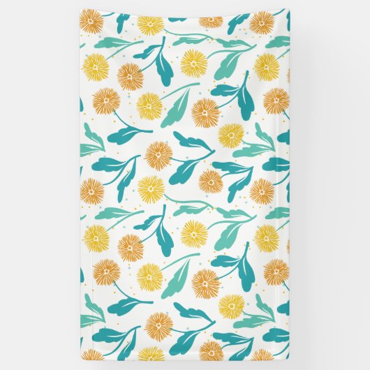 Yellow Dandelion Floral Pattern - Natuur-geïnspire Spandoek (Verticaal)