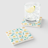 Yellow Dandelion Floral Pattern - Natuur-geïnspire Stenen Onderzetter (Zijkant)