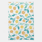 Yellow Dandelion Floral Pattern - Natuur-geïnspire Theedoek (Verticaal)