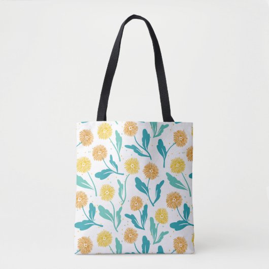 Yellow Dandelion Floral Pattern - Natuur-geïnspire Tote Bag (Voorkant)