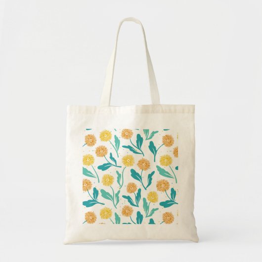 Yellow Dandelion Floral Pattern - Natuur-geïnspire Tote Bag (Voorkant)