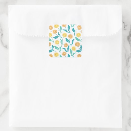 Yellow Dandelion Floral Pattern - Natuur-geïnspire Vierkante Sticker (Tas)