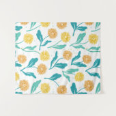 Yellow Dandelion Floral Pattern - Natuur-geïnspire Wandkleed (Voorkant (horizontaal))