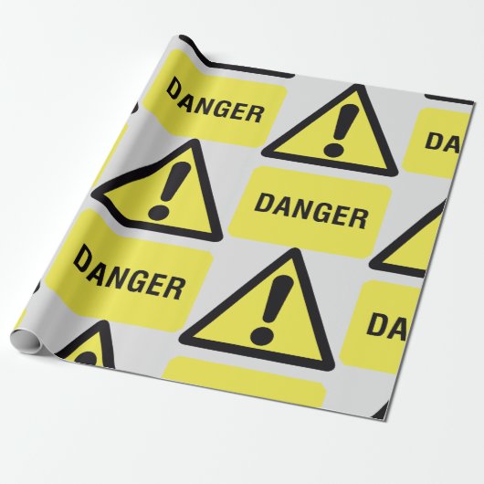 Yellow Danger Sign Cadeaupapier (Uitgerold)