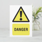 Yellow Danger Sign Kaart (Staand voorkant)