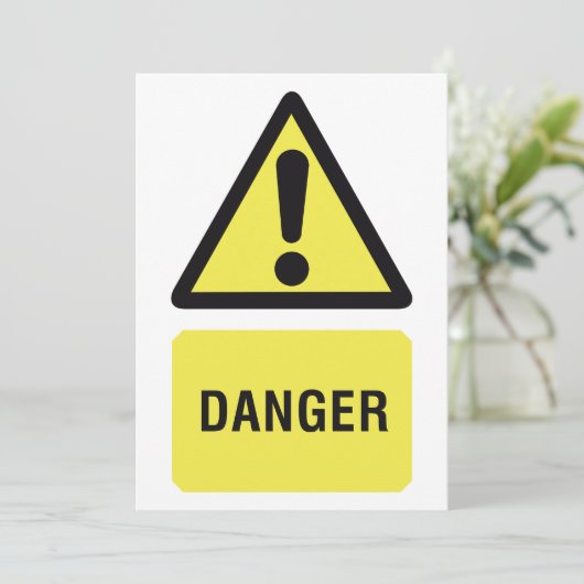 Yellow Danger Sign Kaart (Staand voorkant)