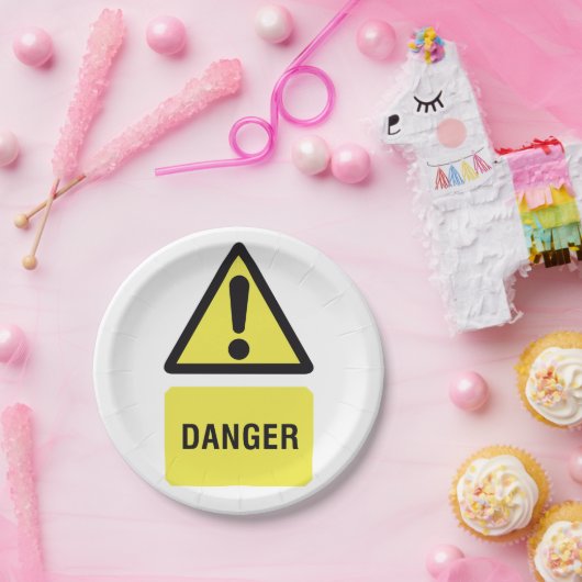 Yellow Danger Sign Papieren Bordje (Feest)