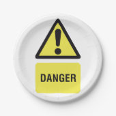 Yellow Danger Sign Papieren Bordje (Voorkant)