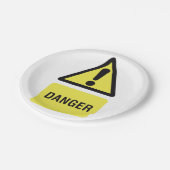 Yellow Danger Sign Papieren Bordje (Gekanteld)