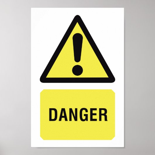Yellow Danger Sign Poster (Voorkant)