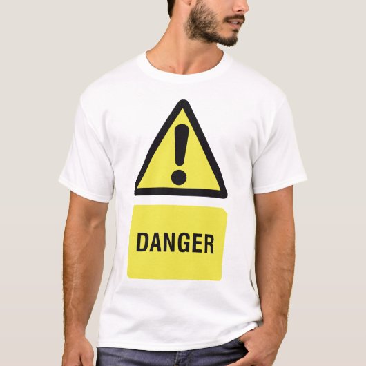 Yellow Danger Sign T-shirt (Voorkant)