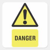 Yellow Danger Sign Vierkante Sticker (Voorkant)
