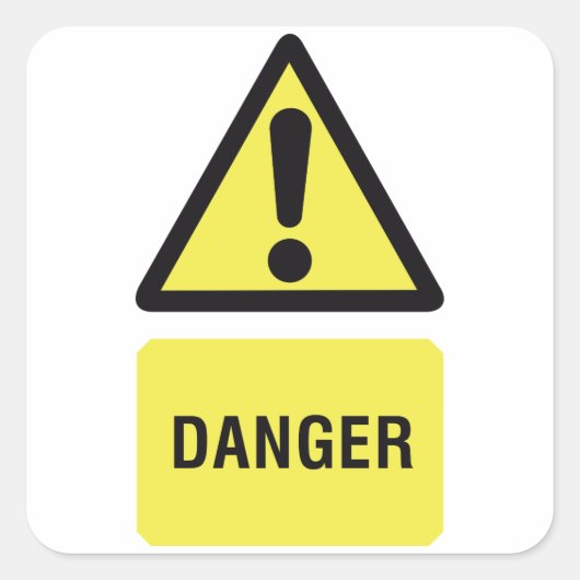 Yellow Danger Sign Vierkante Sticker (Voorkant)