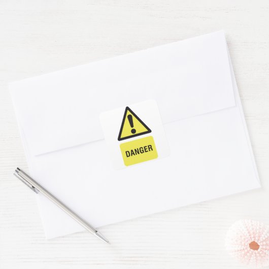 Yellow Danger Sign Vierkante Sticker (Envelop)