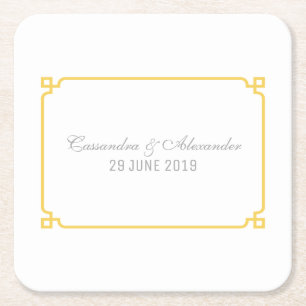 Yellow Deco Chic Wedding Kartonnen Onderzetters