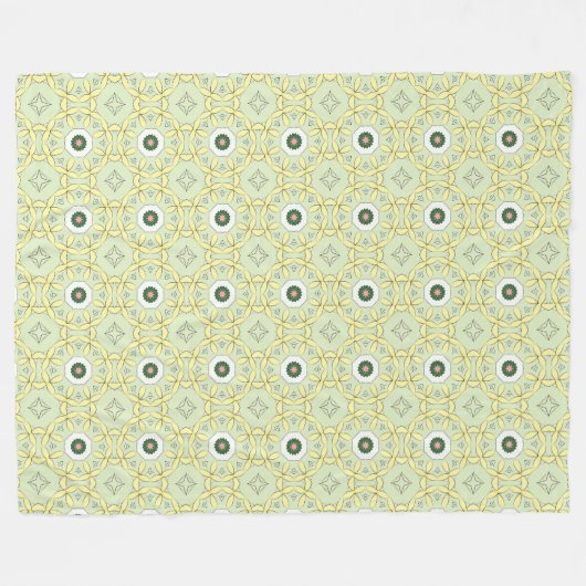Yellow decorative geometric patterned  fleece deken (Voorkant (Horizontaal))