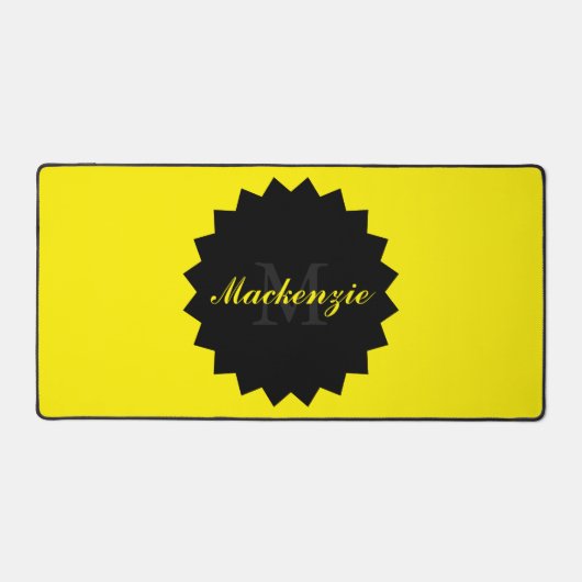 Yellow Desk Mat gepersonaliseerd met naam en Initi (Voorkant)
