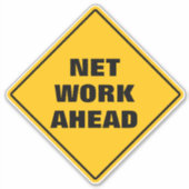 Yellow diamant road warning sign network ahead sticker (Voorkant)
