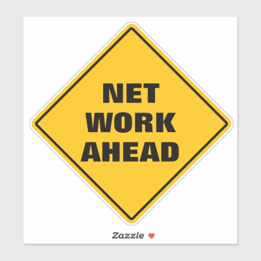 Yellow diamant road warning sign network ahead sticker (Vel)