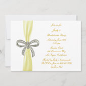 Yellow Diamond Bow Bachelorette Party Invitation Kaart (Voorkant)