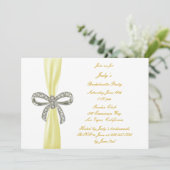 Yellow Diamond Bow Bachelorette Party Invitation Kaart (Staand voorkant)