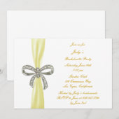 Yellow Diamond Bow Bachelorette Party Invitation Kaart (Voorkant / Achterkant)