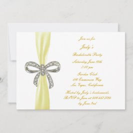 Yellow Diamond Bow Bachelorette Party Invitation Kaart
