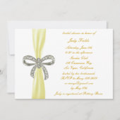 Yellow Diamond Bow Bridal Shower-uitnodiging Kaart (Voorkant)