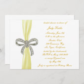 Yellow Diamond Bow Bridal Shower-uitnodiging Kaart (Voorkant / Achterkant)