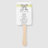 Yellow Diamond Bow Wedding Programme Handwaaier (Voorkant)