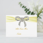 Yellow Diamond Bow Wedding Table Place Card Kaart (Staand voorkant)