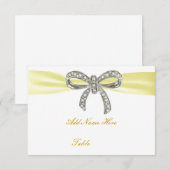 Yellow Diamond Bow Wedding Table Place Card Kaart (Voorkant / Achterkant)