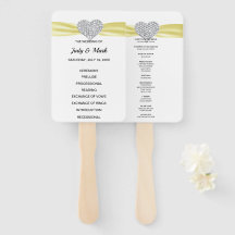 Yellow Diamond Heart Wedding Programme