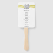 Yellow Diamond Heart Wedding Programme Handwaaier (Achterkant)