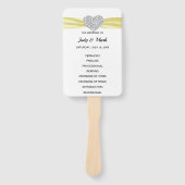 Yellow Diamond Heart Wedding Programme Handwaaier (Voorkant)