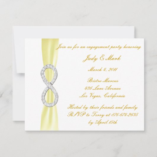 Yellow Diamond Infinity Engagement Party Kaart (Voorkant)