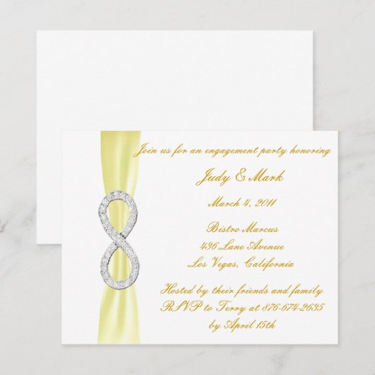 Yellow Diamond Infinity Engagement Party Kaart (Voorkant / Achterkant)