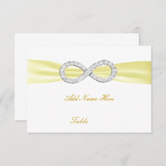 Yellow Diamond Infinity Wedding Table Place Card Kaart (Voorkant / Achterkant)
