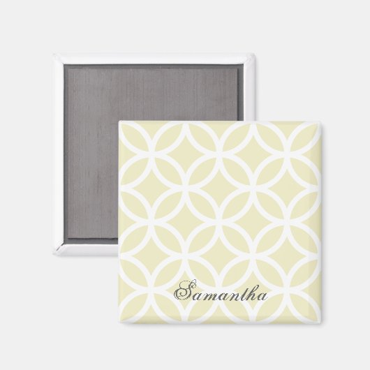 Yellow Diamond Pattern Personalized Magnet (Voorkant / Achterkant)